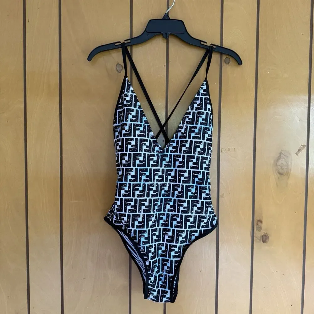 NWT Fendi X Joshua Vides Ff Print Swimsuit In Blue Womens Large One Piece Bikini - Picture 4 of 7